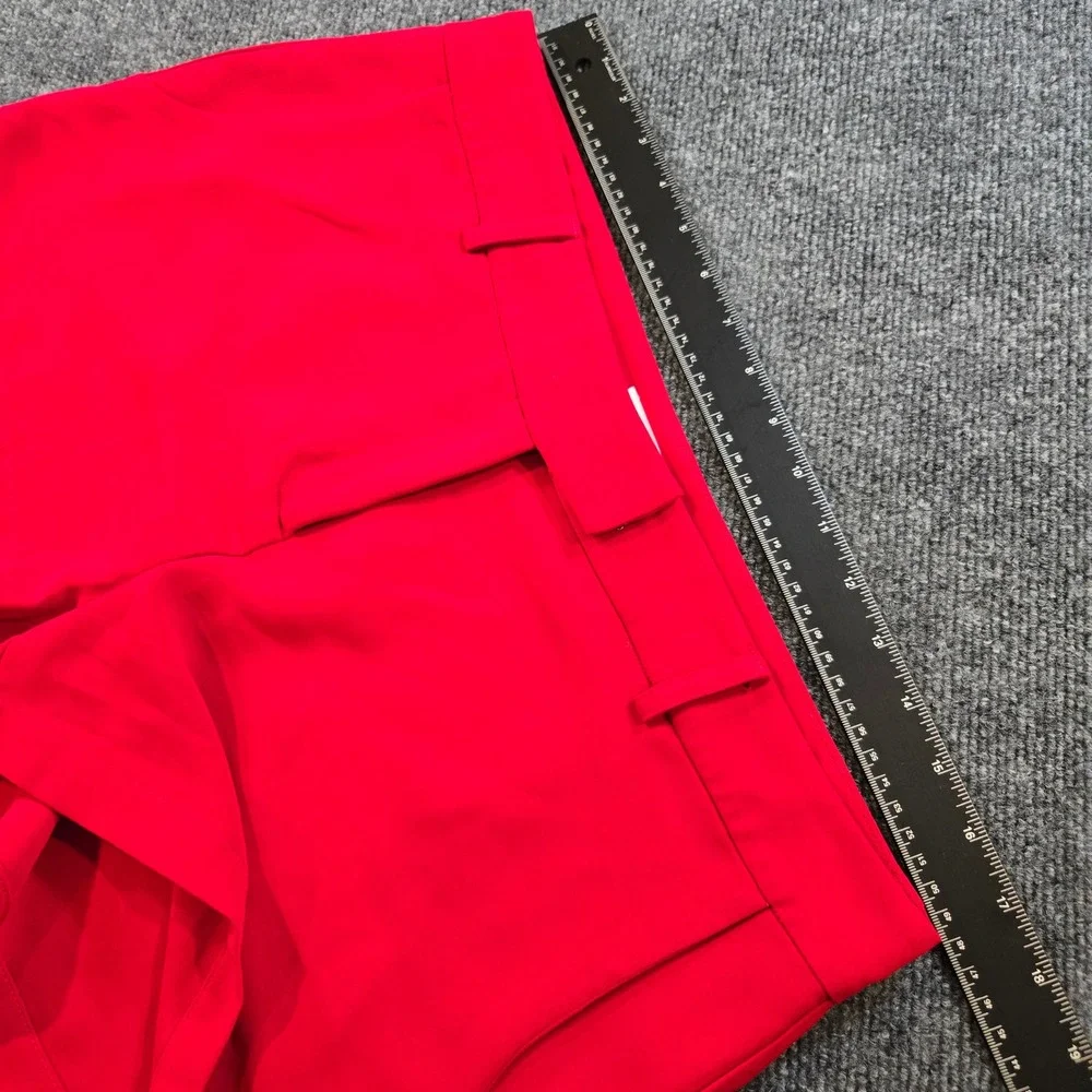 Amanda Uprichard Brooklyn Cherry Red Tailored Shorts Size L Pockets Made in USA